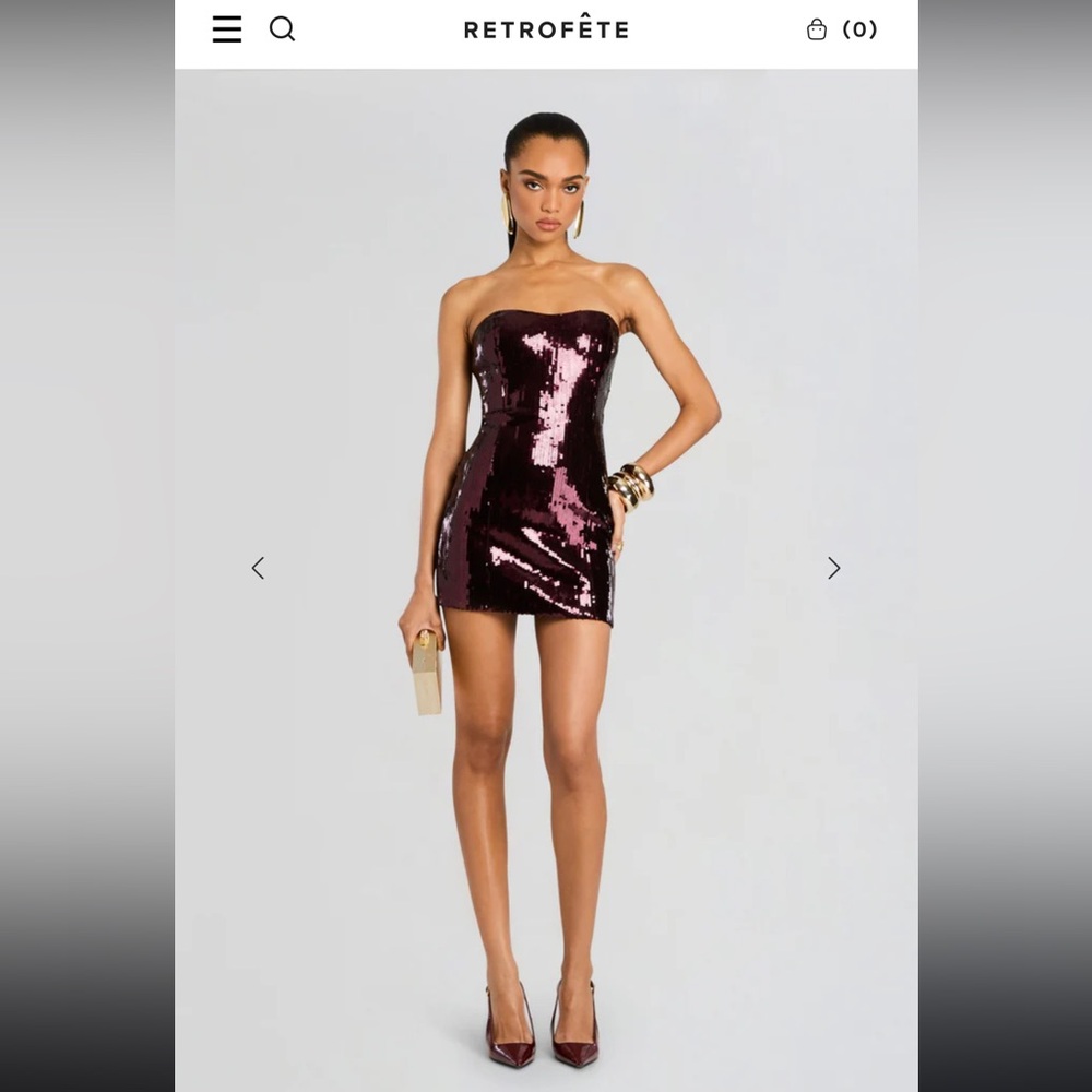 Retrofete Burgundy Sequin Mini Dress
